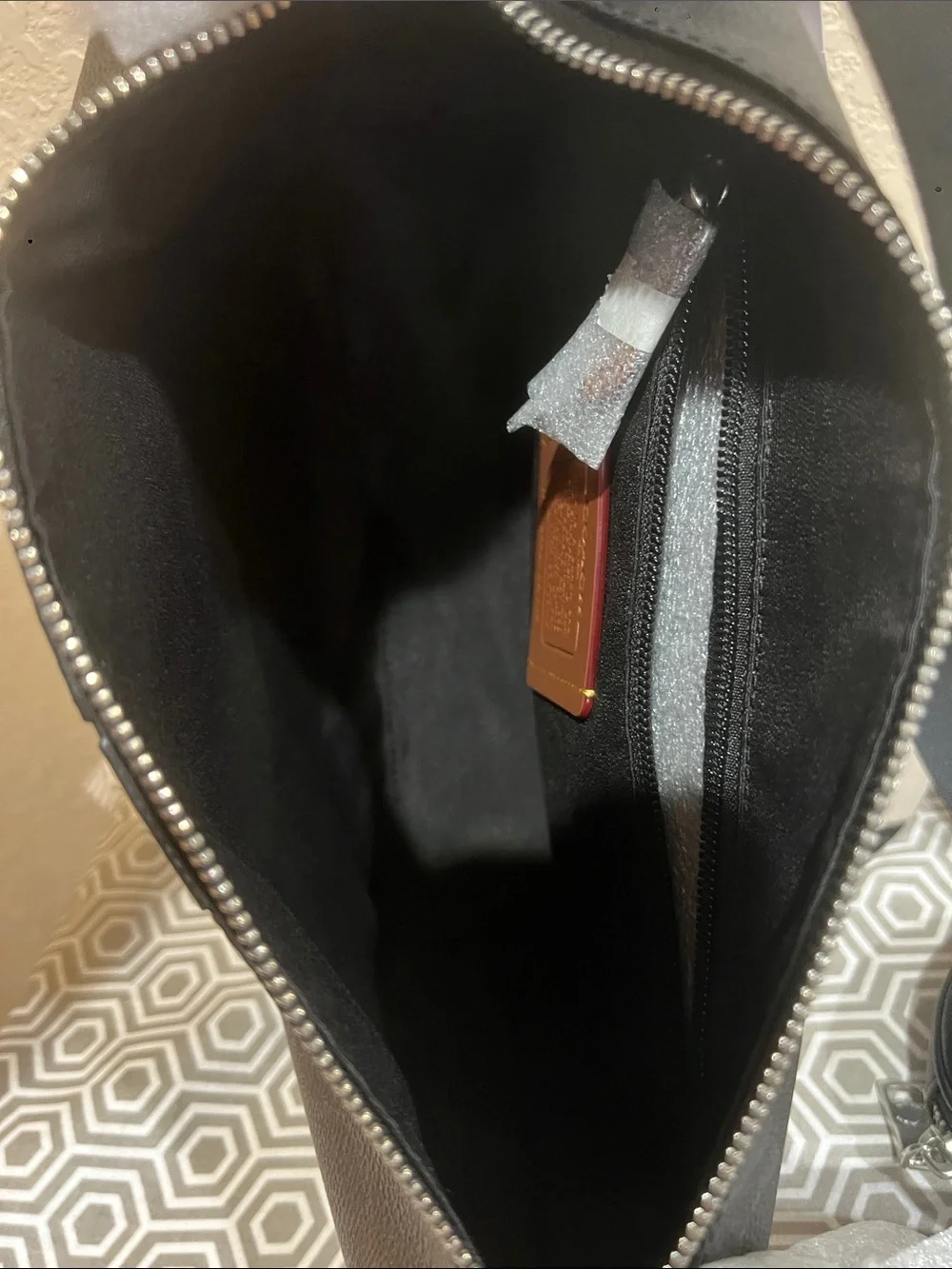 Coach Black Signature Messenger Bag with Blue Center Stripe CDC82.  SVA47